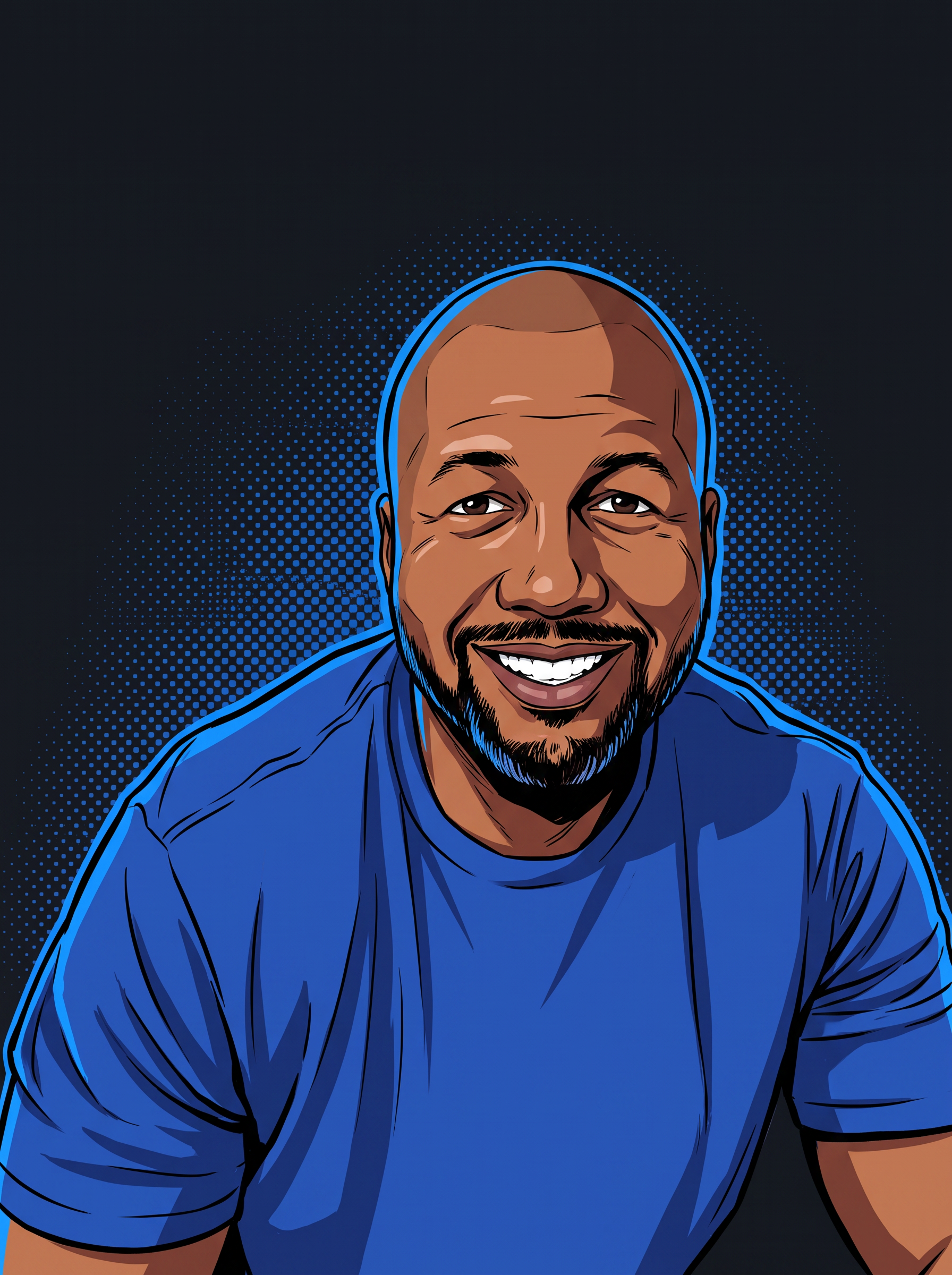 Illustrated portrait of Coach Dante